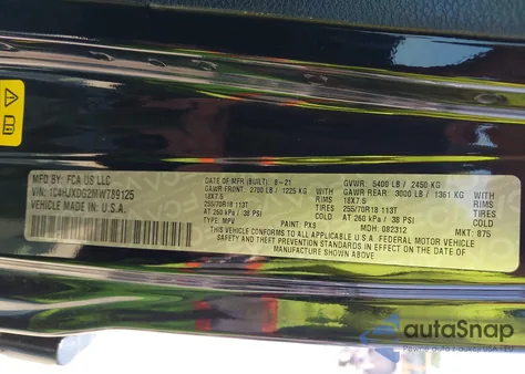 2021 Jeep Wrangler Unlimited Sport Altitude 4X4 из США, поврежденный, VIN 1C4HJXDG2MW789125